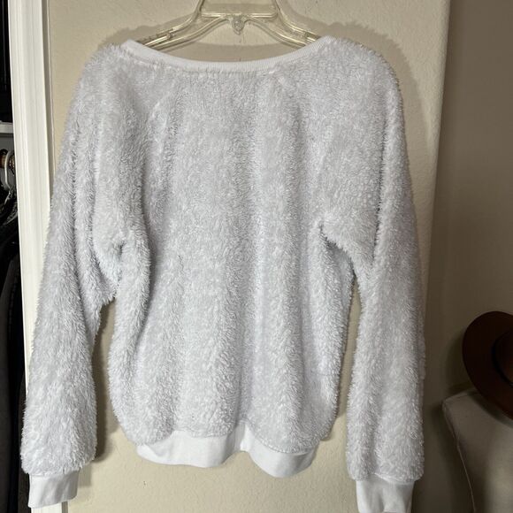 Olaf Frozen Disney Sweatshirt Chill Mode Fuzzy PJ Top Sz S White Snowman - Picture 6 of 6